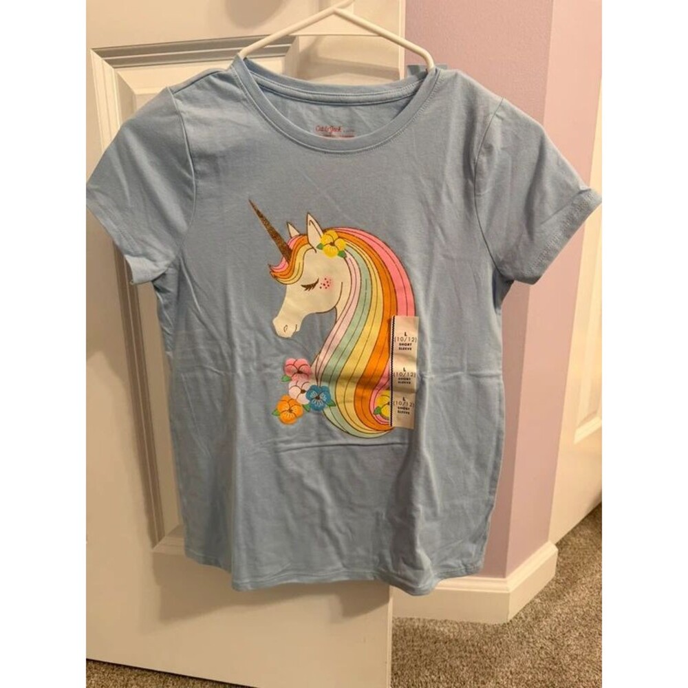 Cat & Jack Girls Unicorn T-Shirt – Size L (10/12)